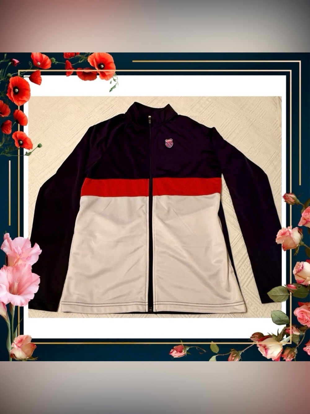 Jacket athletic -K-Swiss Black Red white Full Zip - Small (Men) / Medium (women)